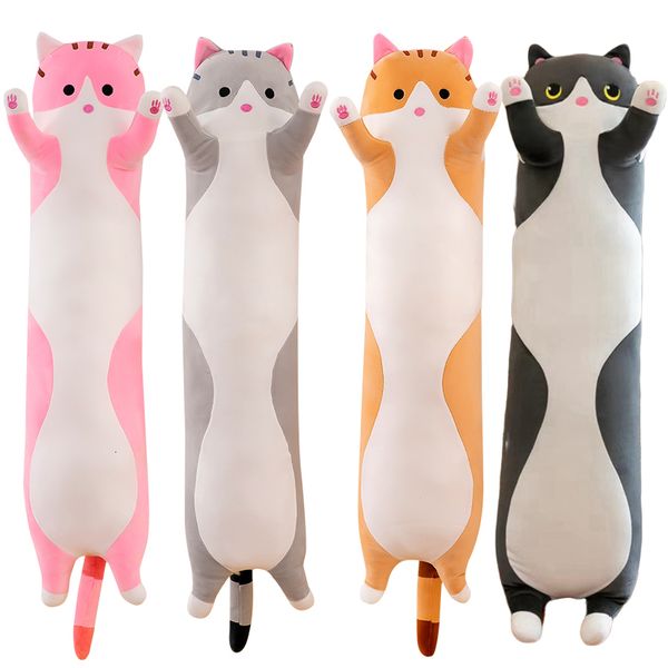 Poupées en peluche 50 cm Squishy chaton en peluche peluche longue poupée de chat marron rose gris 3 couleurs vers le bas coton compagnon de couchage réconfortant en gros 230919