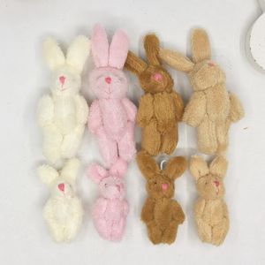 Plush -poppen 50 stc/lot 4.5/6 cm 4colors Soft Mini Joint Rabbit Pendant Plush Bunny voor sleutelhanger Bouquet Toy Doll Diy Ornamenten Geschenken 230523