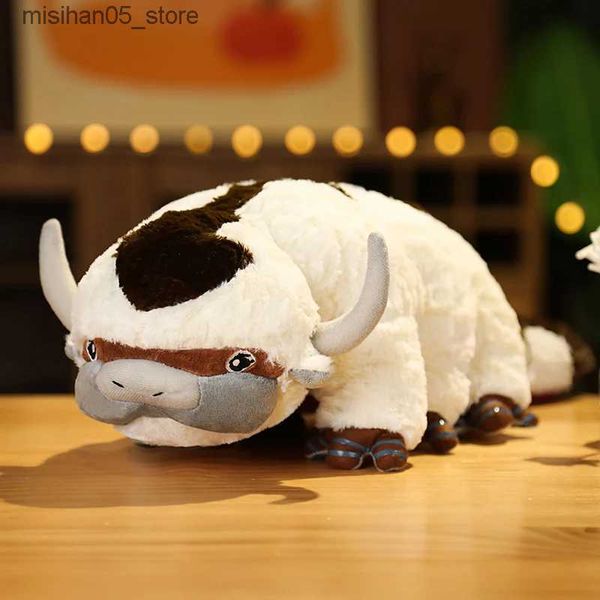 Poupées en peluche 55 cm Avatar animé Feiniu APPA 6 pieds Taurus Aang peluche poupée tissu bébé cadeau Godox Appa Momo couleur unie poupée jouet cadeau pour enfants Q240322