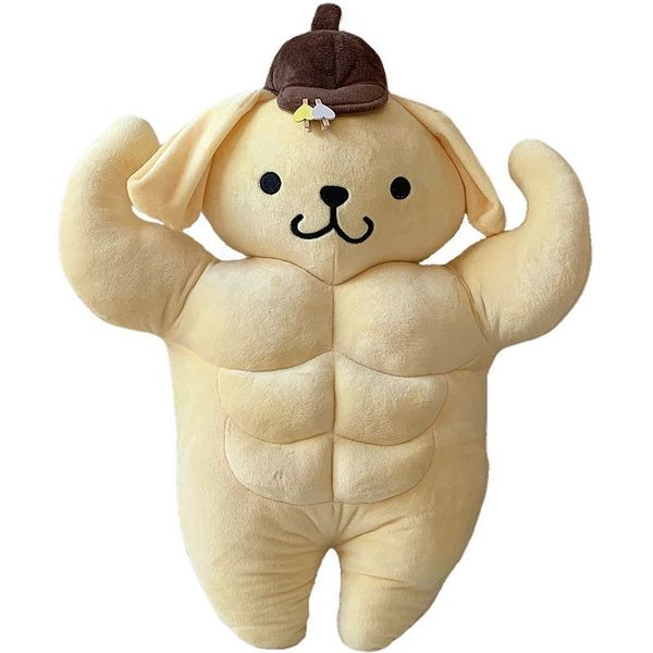 Poupées en peluche 58cm Dessin Animé Mignon Kawaii Sanrioed Pompompurins Drôle Poitrine Muscle Muscle Abdominal Oreiller Poupée En Peluche Jouet Cadeau D'anniversaire 230626