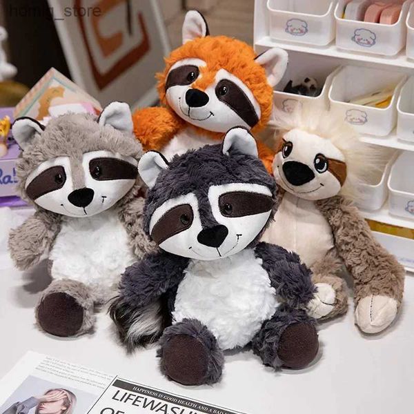 Plush muñecas 5 de tamaño Gray Sloth Raccoon Plush Toy Baby Apluse Doll Huggble Doll Kids Birthday Gift Kawaii Relleno Animal Decoración de regalos Y240415