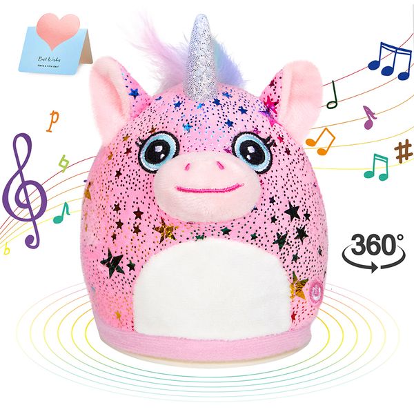 Muñecas de peluche 6 pulgadas Pink Unicorn Doll Music Throw Toys Lentejuelas Dibujos animados Animales Juguetes para niñas Durmiendo Cumpleaños Mini almohada 230922