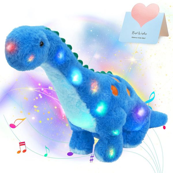 Poupées en peluche 60 cm dinosaure LED lumière musicale en peluche animaux cadeau lumineux brillant oreillers mignons jouets pour filles festival 230919