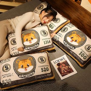 Poupées en peluche 60 cm USA Dollar oreiller pour fille dessin animé argent peluche Animal tigre jouet doux étreinte coussin enfants femmes cadeau 230603