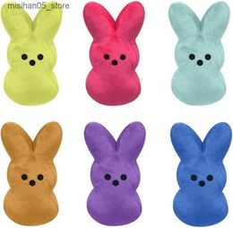 Pluche poppen 6 stuks 15 cm Peep Rabbit pop Kawaii dier konijn vulling pop speelgoed desktop bank decoratie comfortabele pop kussen speelgoed kinderen Q240322