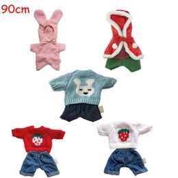 Plush -poppen 90 cm Le Sucre Rabbit Plush speelgoed gevulde poppen speelgoed trui set konijn kleding cadeau 230329