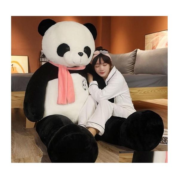 Poupées en peluche 95cm mignon bébé Big NT écharpe panda ours peluche poupée animaux jouet oreiller dessin animé kawaii filles amoureux cadeaux 220409 Dhfnm