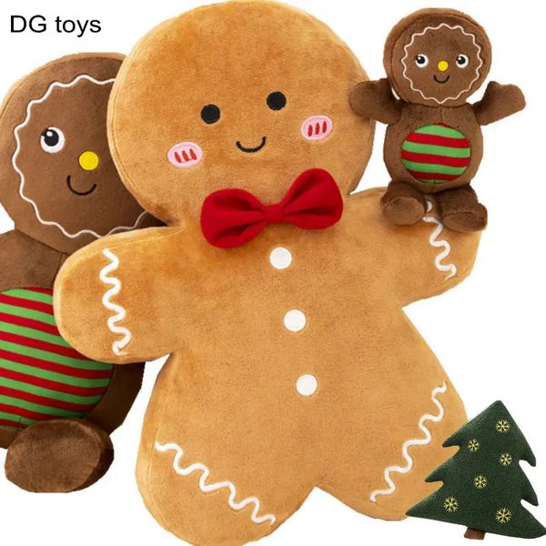 Poupées en peluche adorable pain d'épice jouet farci caramel chocolat pain d'épice coussin homme arbre de Noël maison arc anneau décor cerf de Noël 231206