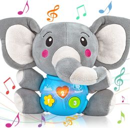 Pluche poppen aitbay olifant muziek baby speelgoed 0 3 6 9 12 maanden schattige gevulde aminale verlichting geboren musical voor 230209