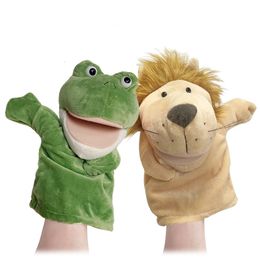 Poupées en peluche Poupée en peluche animale Jouets en peluche doux Lion Éléphant Chien Dinosaure Requin Loup Kawaii Main Marionnette À Doigt Pour Bébé Enfants Filles 230522