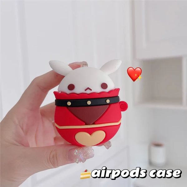 Poupées en peluche Anime Genshin Impact Klee Ganyu Keqing Bomb Dango Cosplay Étui de protection en silicone pour Airpods Pro Boîte d'écouteurs Cadeau de Noël 231208