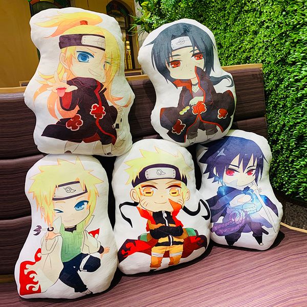 Muñecas de peluche Anime Shippuden Almohada con forma especial Sofá Cojín Sasuke Akatsuki Itachi Deidara Manga Doble cara Relleno Muñeca de peluche Juguetes 230921