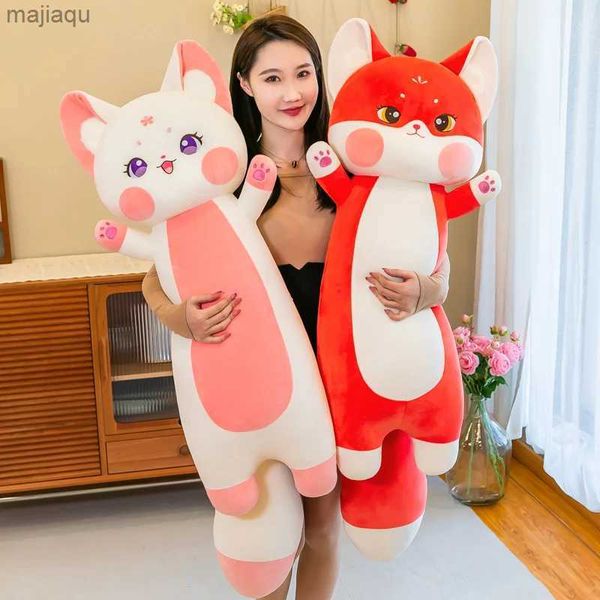 Plush muñecas grandes talla kawaii gato rojo zorro peluche juguete suave lindo animal muñeca llena de cama de almohada larga decoración de cojín para niñas de cumpleaños regalo de cumpleaños ssl2404