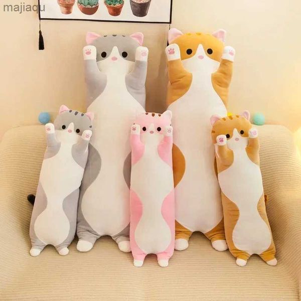 Poupées en peluche grande taille chat Long jouets en peluche chat Animal mignon jouets doux pause de bureau sieste oreiller de couchage coussin poupée cadeau en peluche pour enfants