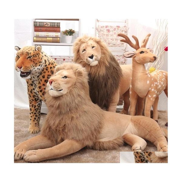 Muñecas de peluche Grandes animales de peluche suaves León Tigre Ciervos Juguetes Almohada Animal Peluche Kawaill Algodón Brinquedo para niños 220517 Drop de DHQBM