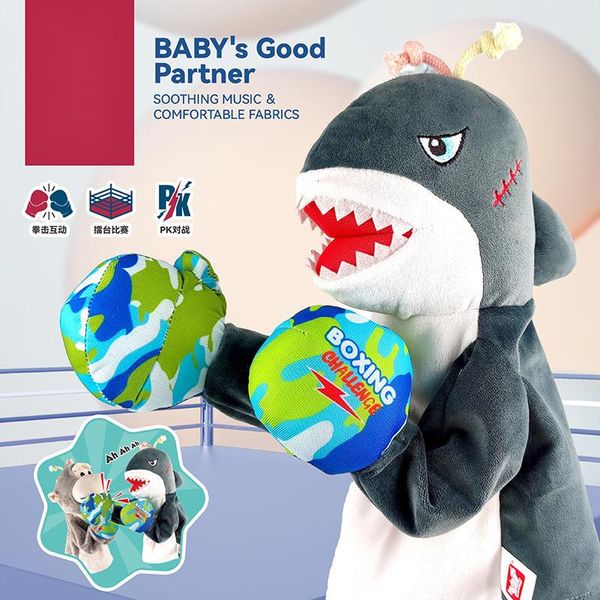 Poupées en peluche Boxe Duel Sparring poupée jouet électrique requin peluche poupée Parent-enfant jeu Performance interactif cadeau d'anniversaire pour enfant 230922