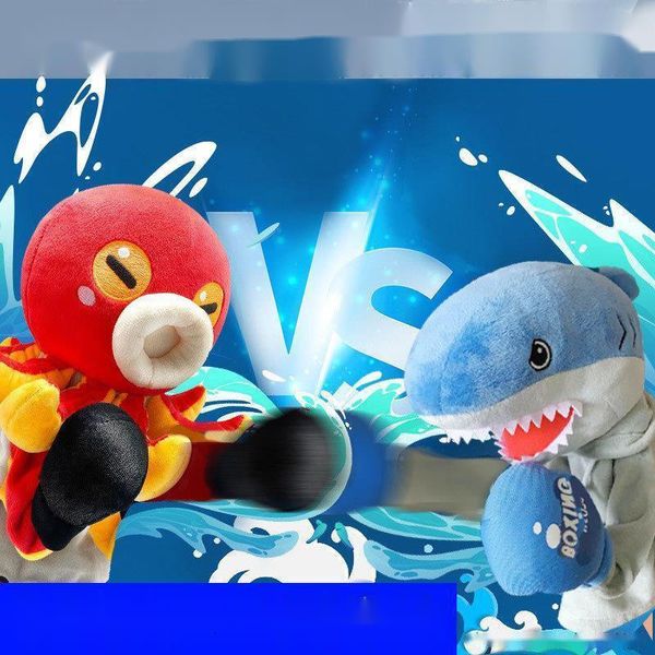 Poupées en peluche Boxe Duel Sparring poupée requin singe jouet électrique jeu parent-enfant poupée en peluche accessoires interactifs cadeaux d'anniversaire pour enfant 230921