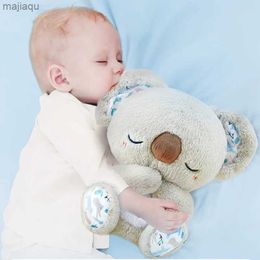 Poupées en peluche respirant koala bébé apaisant la poupée en peluche sommeil doux et jeu musical jouet musical avec son nouveau-né nouveau-né.