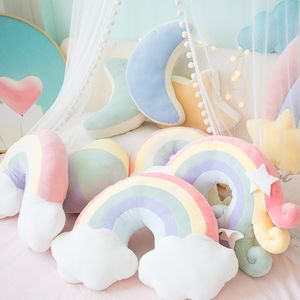 Poupées en peluche couleur bonbon nuage étoile lune arc-en-ciel oreiller forme ronde en peluche balle molle coussin maison canapé décor cadeau pour un ami 230711