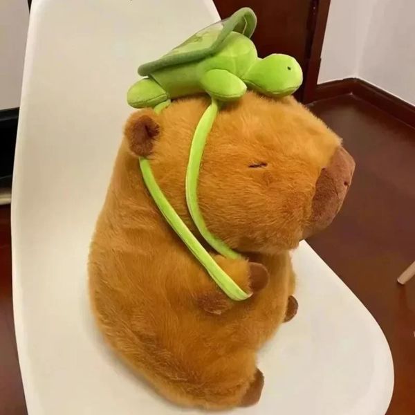 Poupées en peluche Capybara peluche et tortue sac à dos simulation animation poupée moelleuse mignon animal en peluche cadeau de Noël jouet pour enfants 231115