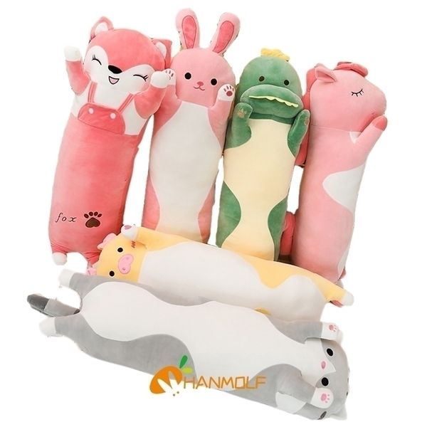 Muñecas de felpa Cartoon Animales largos Laves de peluche de juguete Subsero Amigo para dormir Cosas Cat Bunny Pig Dinosaur Unicornio Doll Christmas Regalo 7090120cm 220913