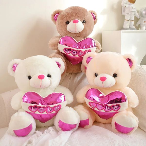 Poupées en peluche dessin animé amour ours en peluche jouets Kawaii 3 couleurs en peluche mariage décorer enfants petite amie cadeau d'anniversaire 231205