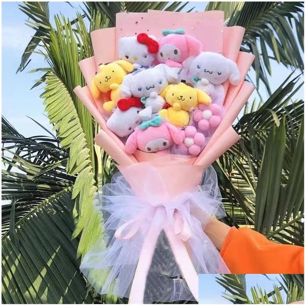 Poupées en peluche Cartoon Lapin Chien En Peluche Jouet Creative Fleur Graduation Bouquet Décoration De La Maison Saint Valentin Cadeau De Noël 220526 Jouets Dhgvk