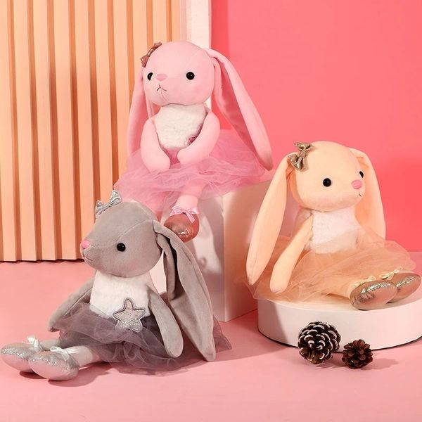 Poupées en peluche dessin animé lapin jouets belles longues oreilles lapin doux poupée peluche animal danse pour filles mariage anniversaire décor 230421