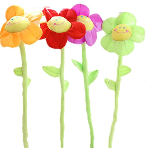 Poupées en peluche dessin animé soleil fleur poupée avec tiges pliables sourire visage peluche jouet décor à la maison enfants filles beau bouquet cadeau 230530