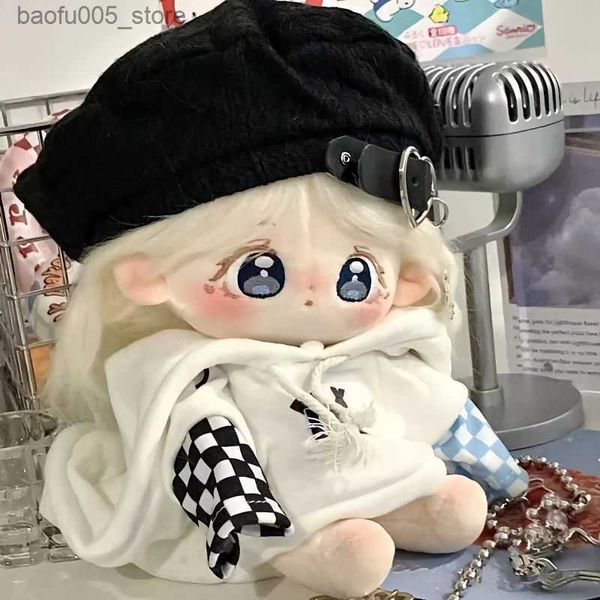 Poupées en peluche Changer de vêtements jouet mignon doux fille anniversaire Xiao 20 cm Kawaii douce fille blanc cheveux frits en peluche poupée corps cadeau Q230913