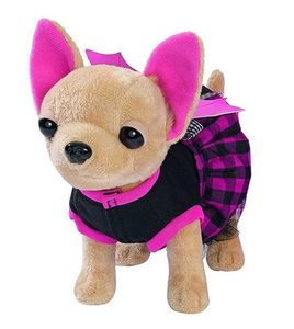 Pluche poppen chi love pluche chihuahua met tas interactieve elektronische huisdieren wandelende hond blaffende hond vullend dier babyspeelgoed J240410