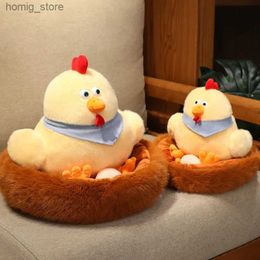 Pluche poppen chick coop familie pluche speelgoed kippen moeder chick baby pluche poppen simulatie kip met nest knuffel dieren kinderen geschenken y240415