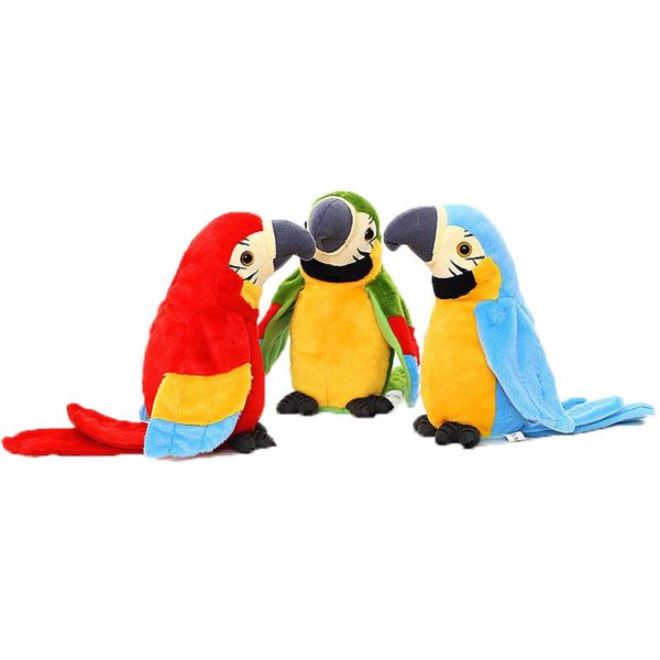 Muñecas de peluche Los juguetes de peluche eléctricos para niños pueden aprender a hablar Alas de ventilador de loro Repetir lectura Lengua Grabación de voz Muñecas de loro para regalo para niños 230922