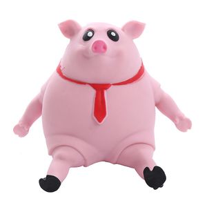 Poupées en peluche Jouets de décompression pour enfants Creative Ground Spread Powder Skin Pig Inspirational Red Scarf Office Pinch Music Vent Gift Kids 230617