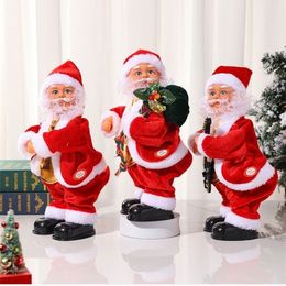 Plush Dolls Christmas Electric Musical Hip Dancing Santa Claus Toys Tirking Party Decoration Gifts Ornaments For Kids 221109