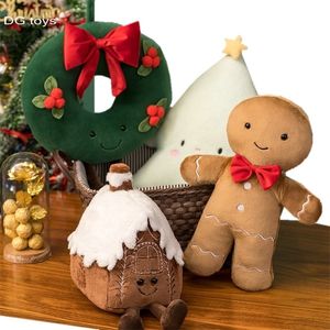 Poupées en peluche de Noël Ginger Bread Oreiller en peluche Cookie au chocolat Maison Forme Décor Coussin Funny XMas Tree Party Doll ie 221113