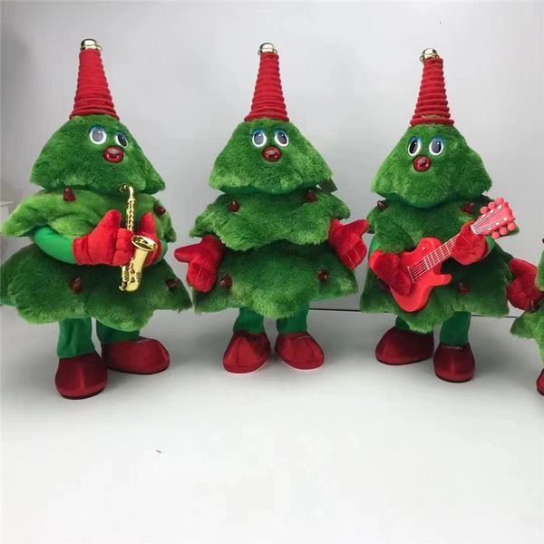 Poupées en peluche Arbre de Noël Danse Musique Jouet Électrique En Peluche Drôle Chant Musique Arbre De Noël Poupée Jouet pour Fille et Garçon Cadeaux Décor 230921