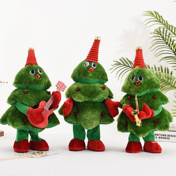 Poupées en peluche arbre de noël musique danse chantant père noël jouets pour la décoration de la maison année cadeaux 221129