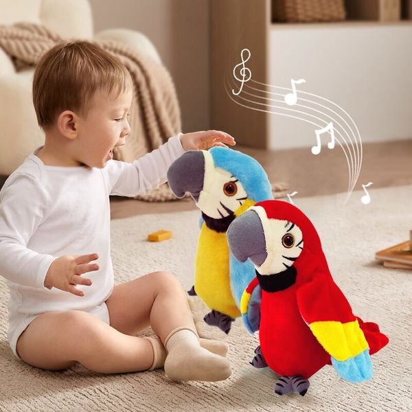 Poupées en peluche colorées perroquet bavard jouet enregistrable et musical interactif qui bat des ailes apprend aux enfants à parler 230807