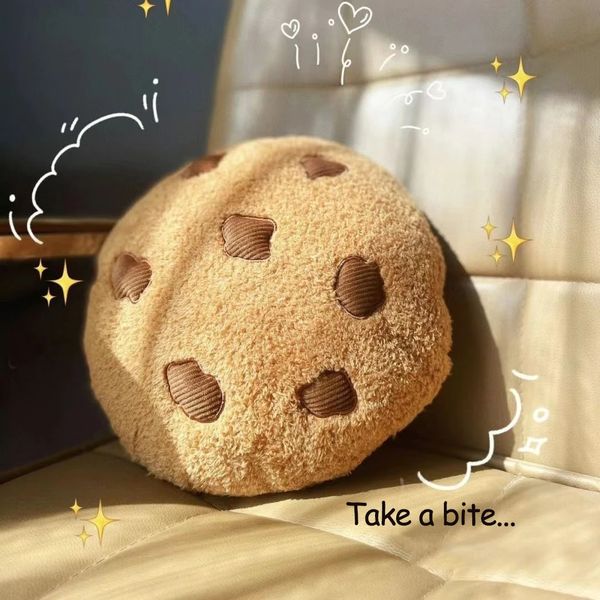 Poupées en peluche Biscuits créatifs Oreillers Forme ronde Biscuits au chocolat Jouets en peluche Nourriture réaliste Snack Coussin de siège Peluche Accessoires Cadeaux 231202