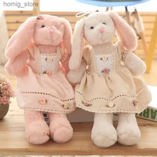 Plush Molls Creative Funny Rabbit Dolls 38 cm 48 cm Conejo suave de conejo suave juguetes de lujosos con un vestido hermoso para niños Regalo de cumpleaños de niñas Y240415