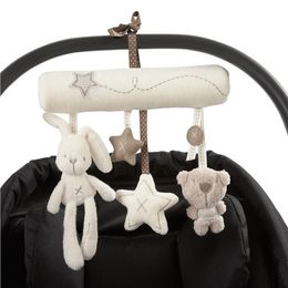 Poupées en peluche Creative Nourrissons Berceau Mignon Lapin bébé musique lit suspendu siège de sécurité en peluche jouet Main Cloche Multifonctionnel Jouets 230411