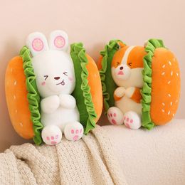 Poupées en peluche Creative Simulé Hamburger Corgi Bunny Oreiller Anime Délicieux Aliments En Peluche Peluches Jouets Mignon Doux Canapé Chaise Chambre Décor 230823