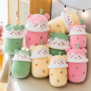 Poupées en peluche mignon Boba lait thé peluche jouet doux peluche pomme rose fraise goût câlin oreiller boules Bubo tasse coussin 230829