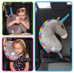 Pluche Poppen Leuke Cartoon Auto Sefety Seat Belt Cover Kind Eenhoorn Kussen Schouderstuk Bescherming Padding Accessoires 230711