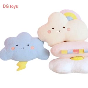 Pluche Poppen Leuke Emotie Gezicht Weer Kussen Gevulde Donder Donkere Wolken Regenboog Witte Wolk Kussen Baby Bed Room Decor thuis 230603