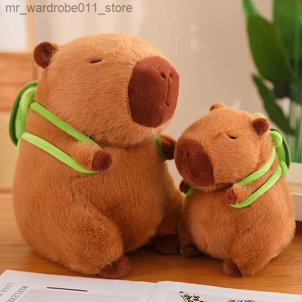 Muñecas de peluche lindo completamente lleno capibara animal de peluche con tortuga tortuga mochila juguetes para bebé apaciguar encantadora almohada para dormir bonito regalo Q231215