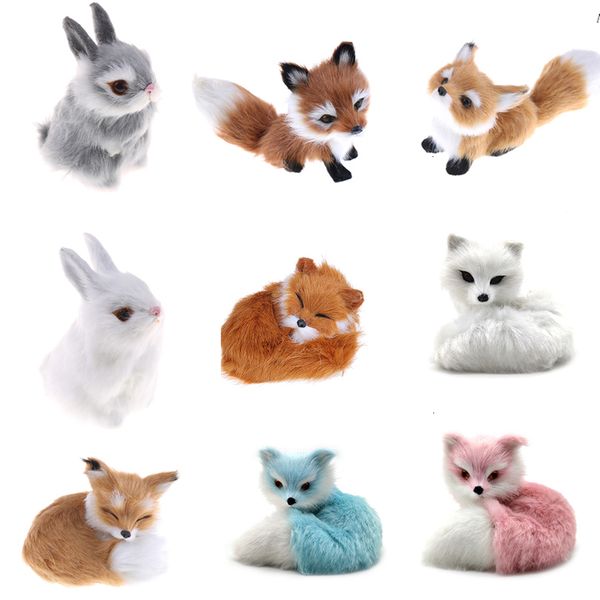 Muñecas de peluche lindo mini animales modelo duro pieles reales simulación conejo ity prop artesanía hogar escritorio decoración juguete regalo 221125