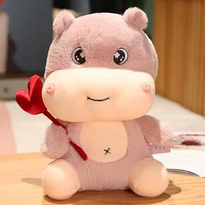 Poux en peluche mignon Hippo en peluche avec coeur jouet poupée toys for enfants animaux en peluche à vie cadeau de bureau de bureau pour garçon h240521 s67i