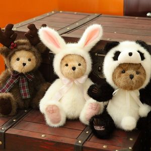 Poupées en peluche mignon rétro Panda ours en peluche en peluche jouets joint lapin devient poupée enfants anniversaire cadeau de Noël 230608